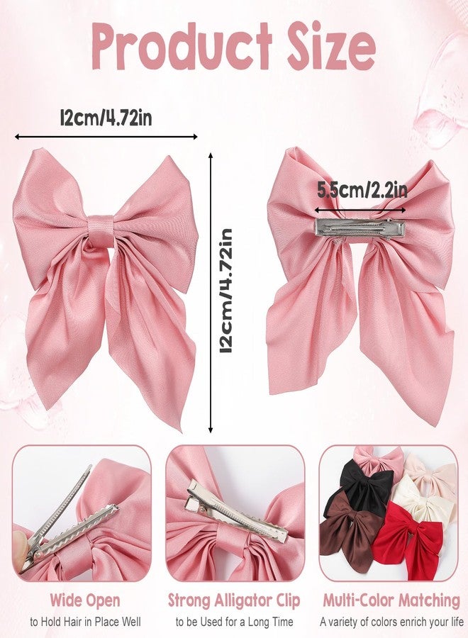 DOPENSPI 6 Pcs Hair Bows for Women, Cute Bow Hair Clips with Long Tail Silky Satin Hair Bows Ribbon Alligator Clips Accessories for Women Chirstmas Gifts - Image 4